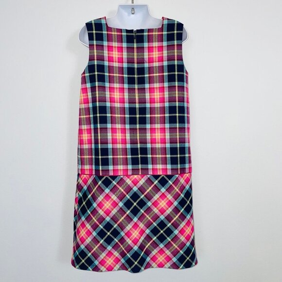 Talbots Girls Dress Size 7 Pink Blue Plaid Sleeveless Jumper Pinafore - Picture 6 of 10